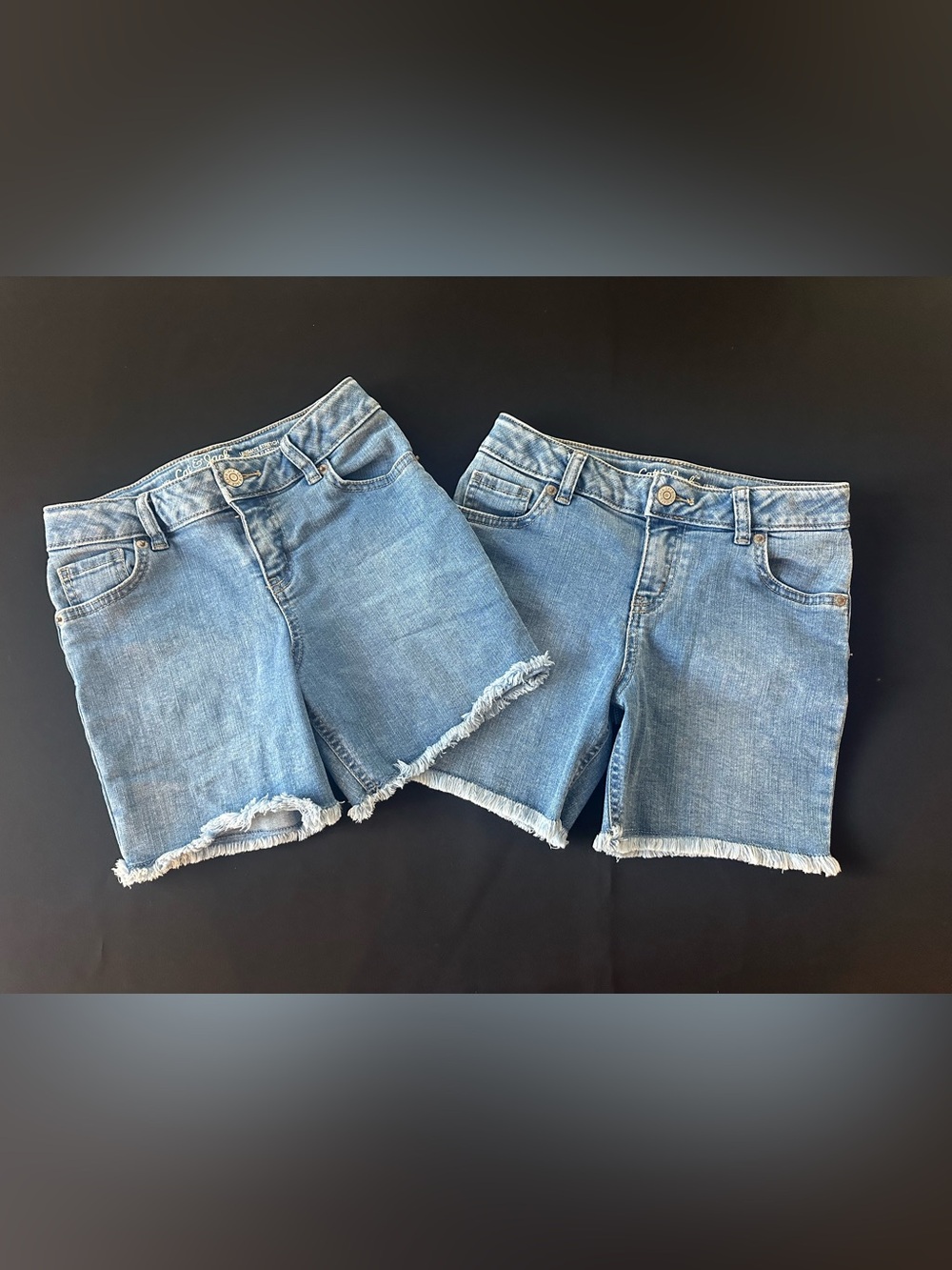 2 Pair Cat & Jack Girls Light Wash Denim Frayed Hem Shorts Sz. 8